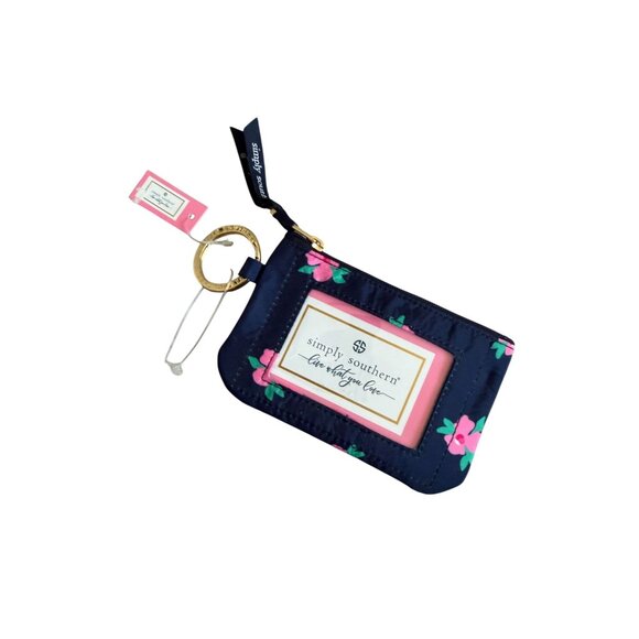 SIMPLY SOUTHERN Navy Pink Floral ID Card Keychain Wallet NEW NWT - Picture 4 of 5